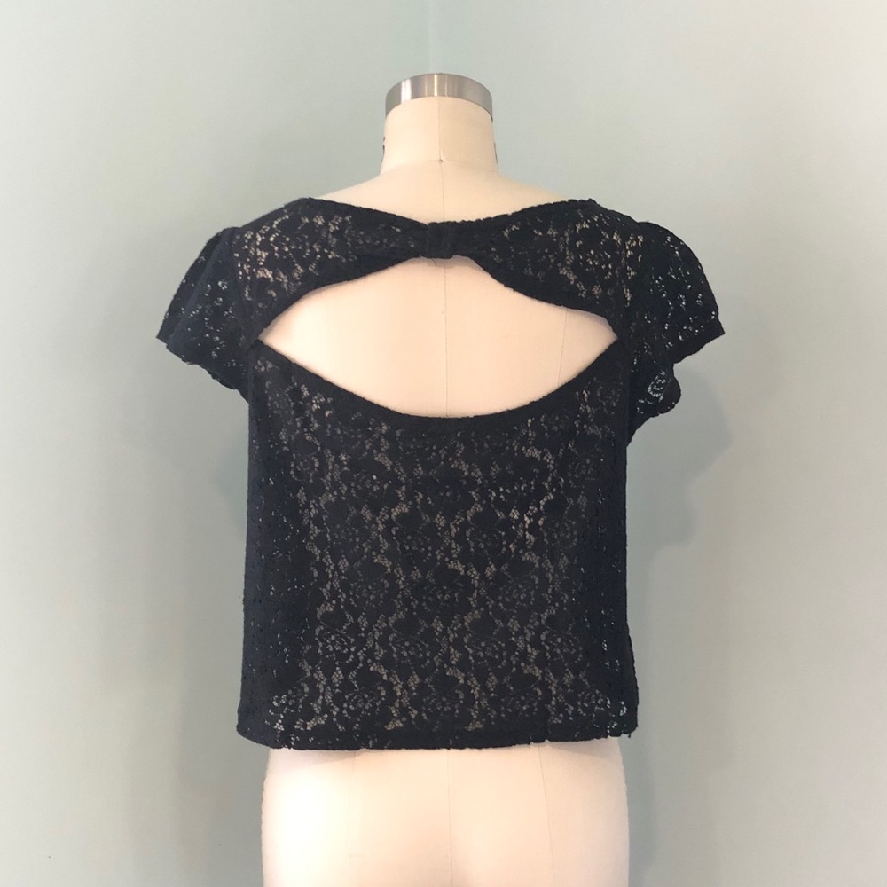 Promod lace cropped sleeve crop top